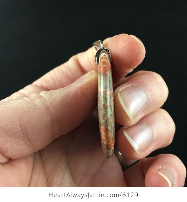 Round Rainforest Jasper Stone Jewelry Pendant - #3pAHKfldwlg-5