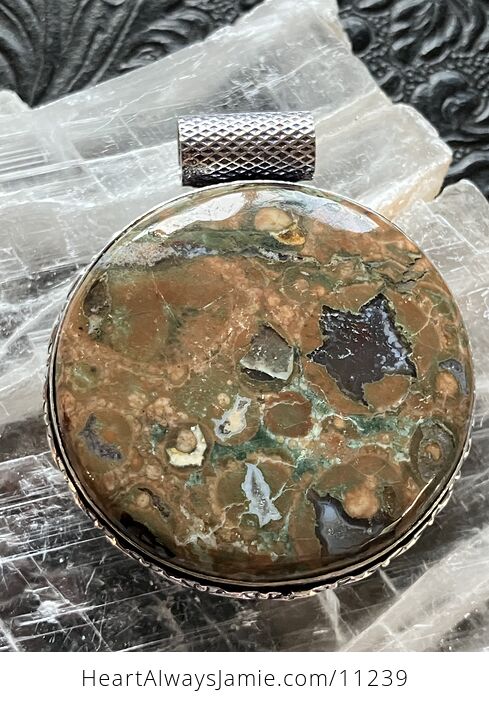 Round Rainforest Rhyolite Jasper Crystal Stone Jewelry Pendant - #IsqY9GMgKvc-11