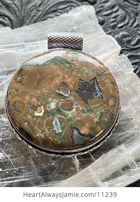 Round Rainforest Rhyolite Jasper Crystal Stone Jewelry Pendant - #IsqY9GMgKvc-10