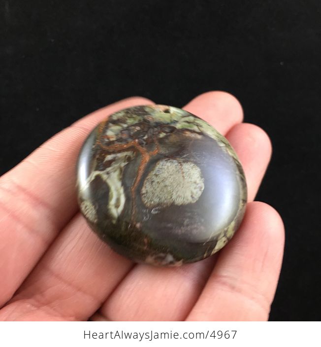Round Rainforest Rhyolite Jasper Stone Pendant Jewelry - #D3hk7zACTs4-2