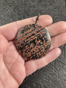 Round Red and Black Starry Night Firecracker or Flower Obsidian Stone Jewelry Pendant #3l5cTi2Pxp4