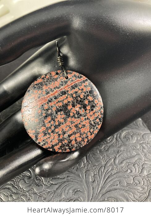 Round Red and Black Starry Night Firecracker or Flower Obsidian Stone Jewelry Pendant - #3l5cTi2Pxp4-3