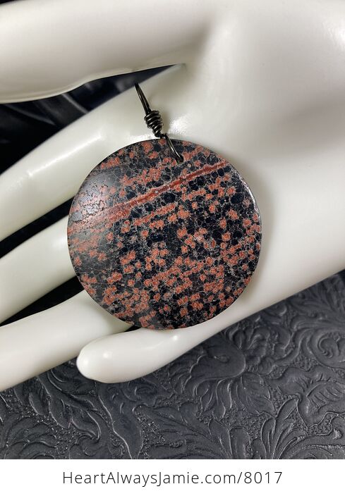 Round Red and Black Starry Night Firecracker or Flower Obsidian Stone Jewelry Pendant - #3l5cTi2Pxp4-2