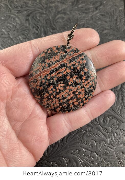 Round Red and Black Starry Night Firecracker or Flower Obsidian Stone Jewelry Pendant - #3l5cTi2Pxp4-1
