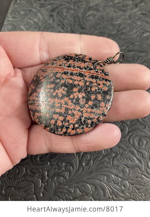 Round Red and Black Starry Night Firecracker or Flower Obsidian Stone Jewelry Pendant - #3l5cTi2Pxp4-6