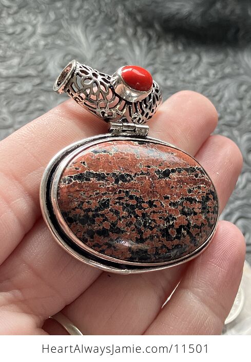Round Red and Black Starry Night Firecracker or Flower Obsidian Stone Jewelry Pendant - #AWc0gedSclE-2
