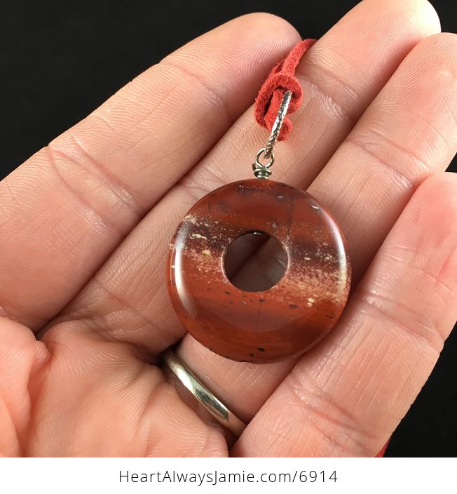 Round Red Jasper Stone Jewelry Pendant Necklace - #6glvy5pF71A-1