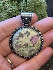 Round Ruby in Zoisite Handcrafted Stone Jewelry Crystal Pendant #poCD68KVV74