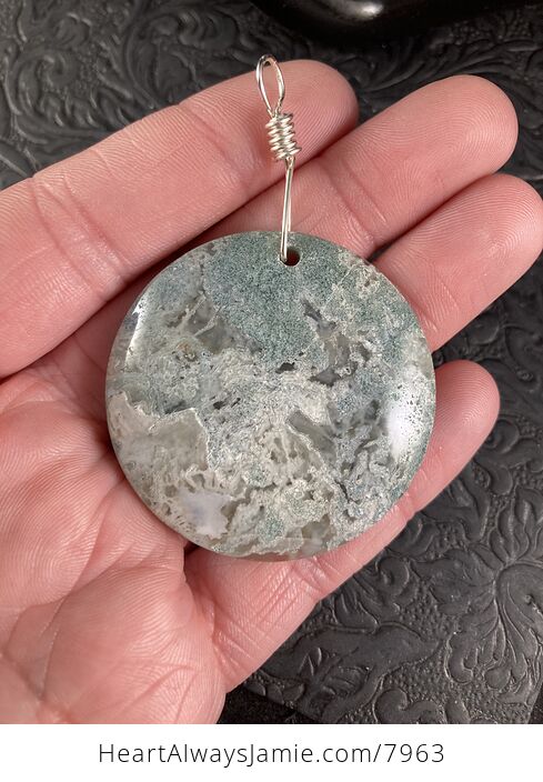 Round Shaped Moss Agate Stone Jewelry Pendant - #Pk52Be42n68-5