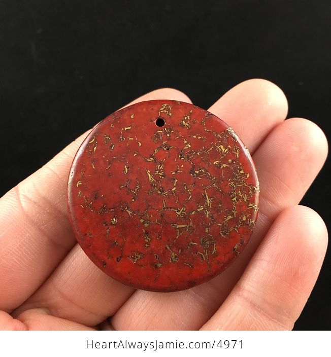 Round Shaped Red and Gold Stone Jewelry Pendant - #TOqntAMMtcA-4