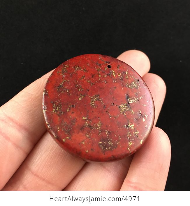 Round Shaped Red and Gold Stone Jewelry Pendant - #TOqntAMMtcA-2