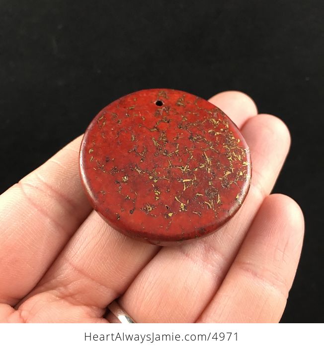 Round Shaped Red and Gold Stone Jewelry Pendant - #TOqntAMMtcA-5