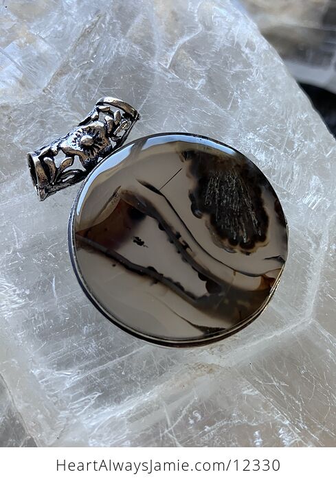 Round Stick Agate Dragon Scene Stone Crystal Jewelry Pendant - #tCssYxL0J80-4