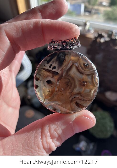 Round Stick Agate Stone Crystal Jewelry Pendant - #1ePwAN19zkg-1