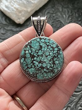 Round Turquoise Crystal Stone Jewelry Pendant #E8JRMP6K6yg