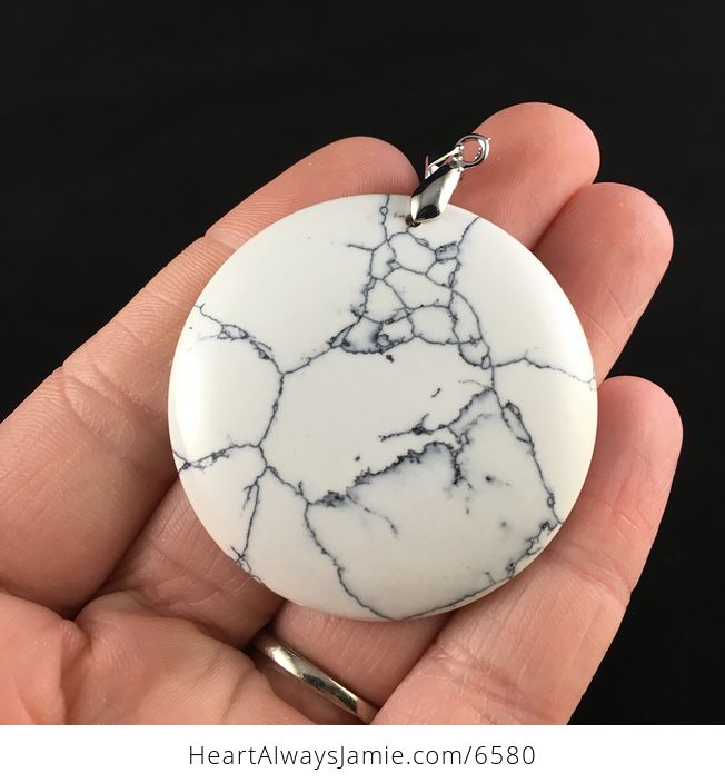 Round White Howlite Stone Jewelry Pendant - #WhxzEa4fFXQ-1