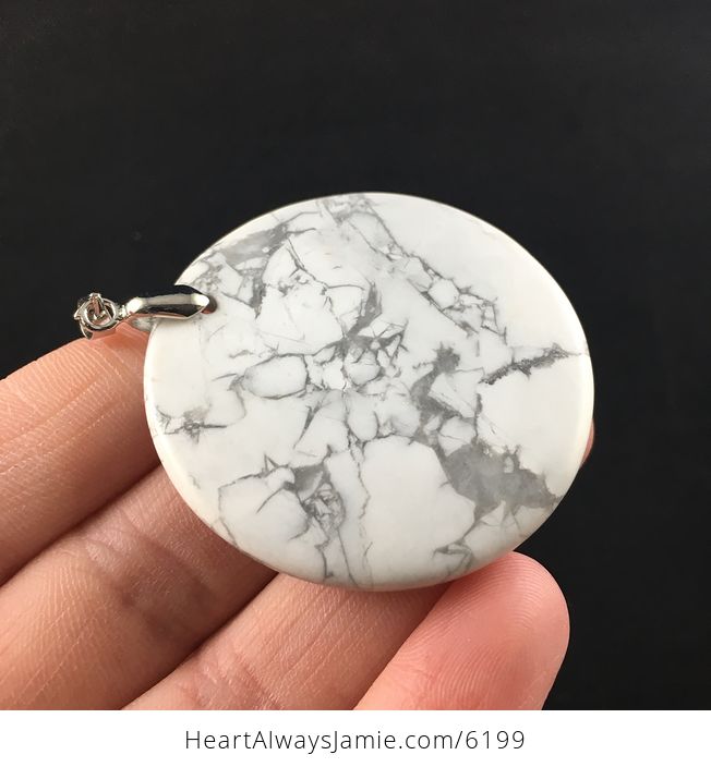 Round White Howlite Stone Pendant Jewelry - #MVa6pXsdTIo-3