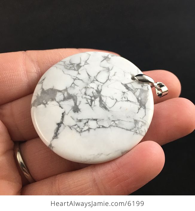 Round White Howlite Stone Pendant Jewelry - #MVa6pXsdTIo-2