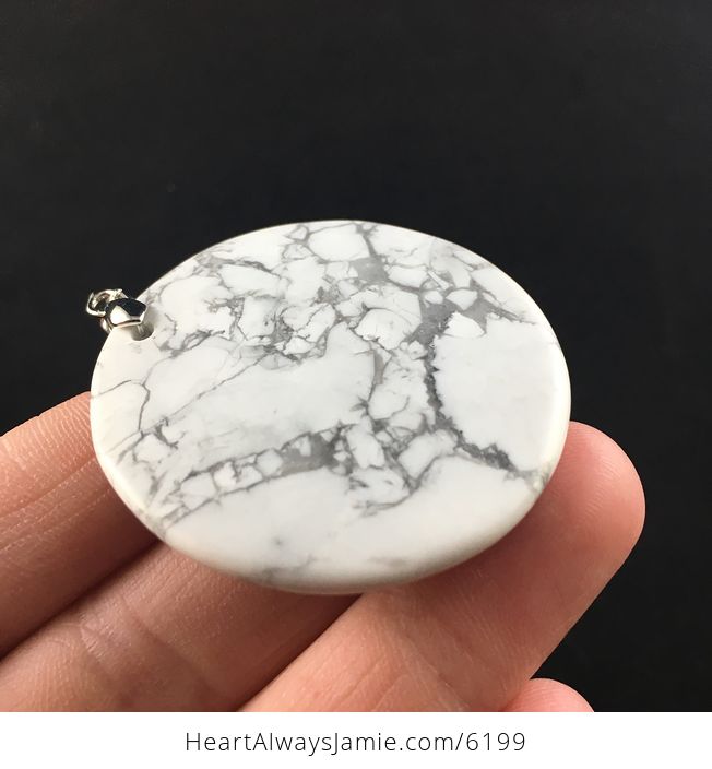 Round White Howlite Stone Pendant Jewelry - #MVa6pXsdTIo-7