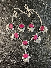 Ruby Butterfly Earring and Necklace Crystal Stone Jewelry Set #viAsB2kA6e0