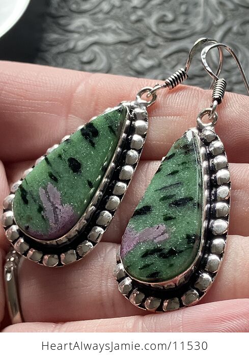 Ruby in Zoisite Crystal Stone Jewelry Earrings - #THMGGrR3nNo-4