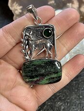 Ruby Zoisite Deer Crystal Stone Jewelry Pendant #nH9ExxjJPnw