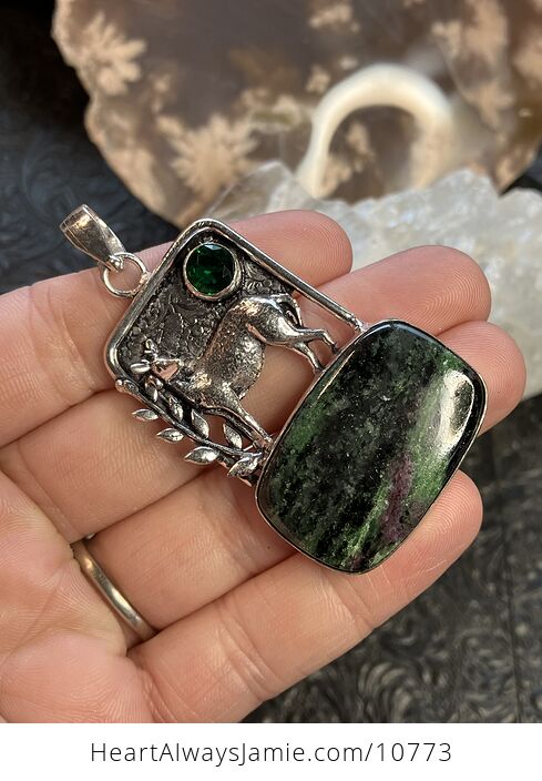 Ruby Zoisite Deer Crystal Stone Jewelry Pendant - #nH9ExxjJPnw-2