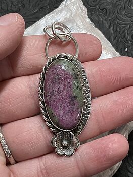 Ruby Zoisite Floral Pendant Crystal Stone Jewelry #VeKjX8wL7rk