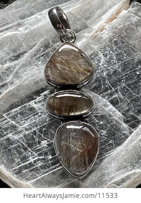 Rutilated Quartz Crystal Stone Jewelry Pendant - #Kwb1FuSmaW0-1