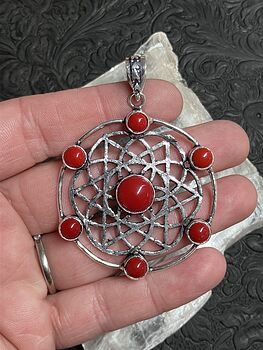 Sacred Geometry Red Coral Pendant Crystal Jewelry #xOsxMXIhQlQ