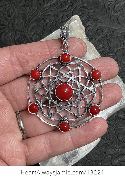 Sacred Geometry Red Coral Pendant Crystal Jewelry - #xOsxMXIhQlQ-1