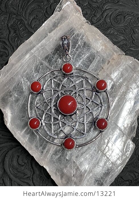 Sacred Geometry Red Coral Pendant Crystal Jewelry - #xOsxMXIhQlQ-5