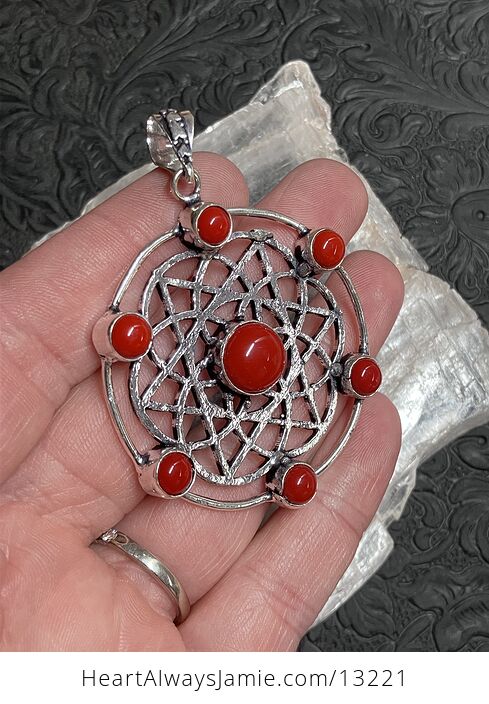 Sacred Geometry Red Coral Pendant Crystal Jewelry - #xOsxMXIhQlQ-2