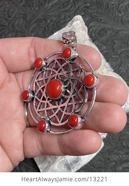 Sacred Geometry Red Coral Pendant Crystal Jewelry - #xOsxMXIhQlQ-3