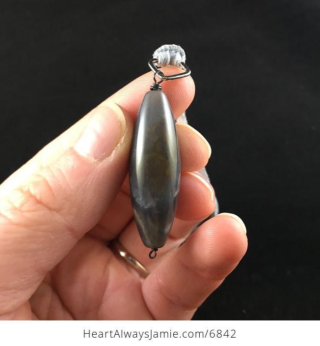 Sage Jasper or Agate Stone Jewelry Pendant Necklace - #GjvyI3mc4cM-3