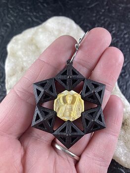 Saint Michael the Archangel Shell and Wood Jewelry Pendant Mini Art or Ornament #fucsz4e9Lcg