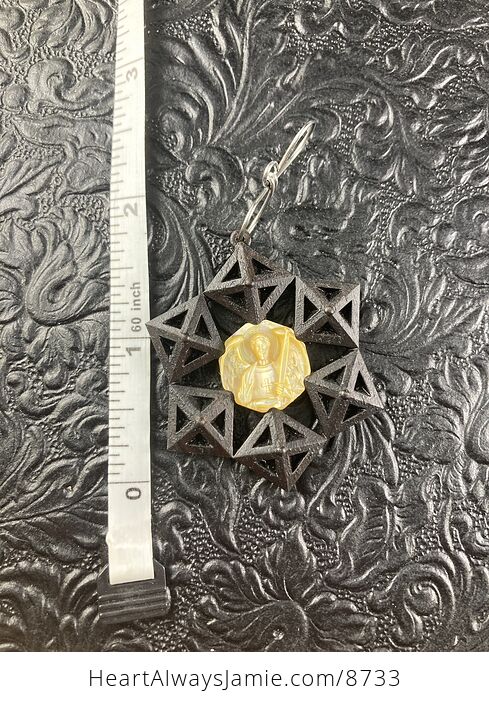 Saint Michael the Archangel Shell and Wood Jewelry Pendant Mini Art or Ornament - #fucsz4e9Lcg-5