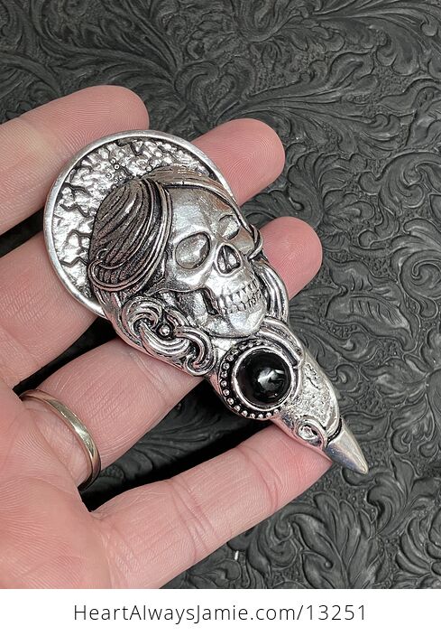 Santa Muerte Skull Pendant with Black Onyx Stone Crystal Jewelry - #anBuDAgSMsU-3