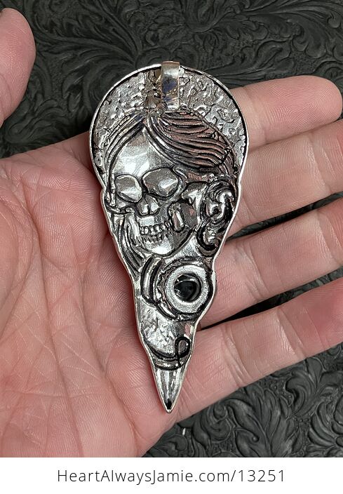 Santa Muerte Skull Pendant with Black Onyx Stone Crystal Jewelry - #anBuDAgSMsU-5