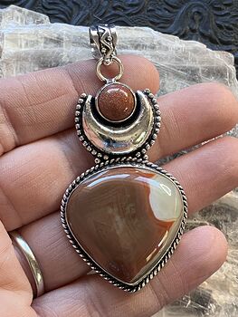 Sardonyx and Goldstone Witchy Mustic Lunar Crystal Stone Jewelry Pendant #Y9SVBMGxadI