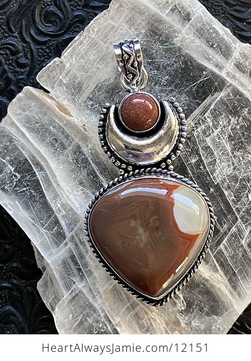 Sardonyx and Goldstone Witchy Mustic Lunar Crystal Stone Jewelry Pendant - #Y9SVBMGxadI-2