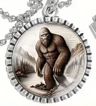 Sasquatch Bigfoot at a River Cryptid Pendant Keychain Charm #t8VKeY641SM