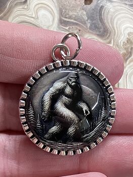 Sasquatch Bigfoot in a Winter Forest Cryptid Pendant Keychain Charm #hpe8RLWb2Ws