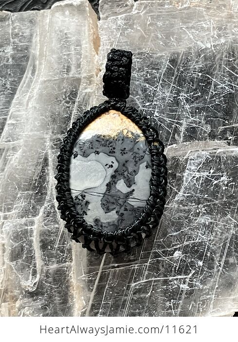 Scenic Maligano Jasper Thread Wrapped Crystal Stone Jewelry Pendant - #1R291ZYPFDg-6