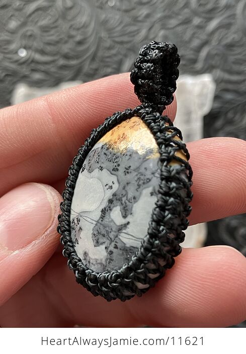 Scenic Maligano Jasper Thread Wrapped Crystal Stone Jewelry Pendant - #1R291ZYPFDg-3