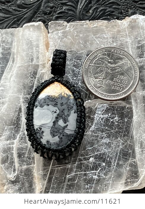 Scenic Maligano Jasper Thread Wrapped Crystal Stone Jewelry Pendant - #1R291ZYPFDg-7
