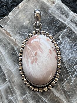 Scolecite with Peach Stilbite Stone Crystal Jewelry Pendant #eSima9mRhOU