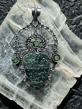 Sea Ocean Jasper and Peridot Boho Pendant Crystal Stone Jewelry #ULHGcJoxVbw