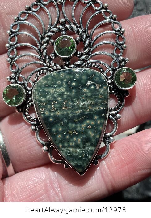 Sea Ocean Jasper and Peridot Boho Pendant Crystal Stone Jewelry - #ULHGcJoxVbw-8