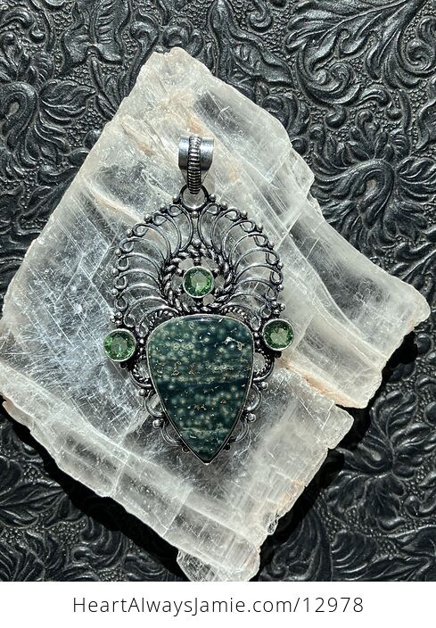 Sea Ocean Jasper and Peridot Boho Pendant Crystal Stone Jewelry - #ULHGcJoxVbw-2